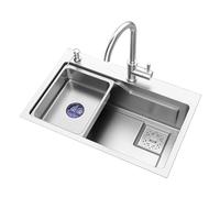 TAXXII Fregadero de Cocina de Acero Inoxidable, Empotrado, de un Solo Seno con dispensador de jabón, Apto para instalación sobre Superficie o bajo encimera.