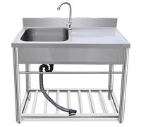 TAXXII Fregadero de Cocina Exterior Comercial para Restaurante, Fregadero de Acero Inoxidable de un Solo Seno, estación Multiusos para Bar, Hotel y hogar, 1 Compartimento.