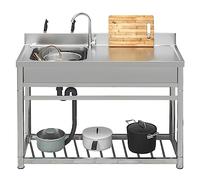 TAXXII Fregadero de Cocina Exterior de Acero Inoxidable, estación de preparación utilitaria, un Solo Seno, Comercial, para Restaurante, Independiente con Lavabo para lavandería, Patio tra