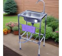 TAXXII Fregadero de Cocina Independiente, Fregadero portátil de Acero Inoxidable de un Solo Seno para Exteriores, Fregadero móvil para restaurantes, Lavabo Multifuncional, para lavadero,