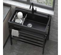 TAXXII Fregadero de Cocina Independiente para hostelería, con un Solo Seno, tuberías de Agua fría y Caliente y Grifo para Garaje, lavadero o Exteriores. Medidas: 68 cm x 45 cm x 85 cm.