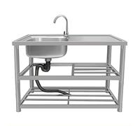 TAXXII Fregadero de Cocina portátil de Acero Inoxidable con grifos de Agua fría y Caliente, Unidad de Servicio Independiente de un Solo Seno para Catering.