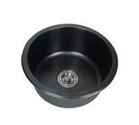 TAXXII Fregadero de Cocina Redondo, Fregadero de Acero Inoxidable Nano Negro de un Solo Seno con desagüe y Accesorios. Barra de Caravana empotrada para Cuartos de Servicio, balcón y baño.