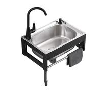 TAXXII Fregadero de Cocina utilitario de Acero Inoxidable, Fregadero de jardín Exterior de Pared de un Solo Seno, lavamanos para Bar, lavandería, Garaje, Patio Trasero (50x40x21cm)