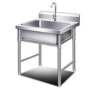 TAXXII Fregadero de Exterior Individual de Acero Inoxidable, portátil, Independiente, para Cocina Comercial, Ideal para Garaje, jardín, baño y lavandería.
