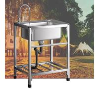 TAXXII Fregadero de jardín Exterior, de Acero Inoxidable, Independiente, portátil, de un Solo Seno, para Cocina, para Preparar y Lavar Manos, Ideal para Bares de caravanas (con Grifo, 48