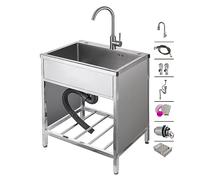 TAXXII Fregadero Exterior Independiente de Acero Inoxidable con Lavabo, Fregadero Individual para Restaurante, Fregadero Doble de Acero Inoxidable para Banco de Trabajo, lavadero de verdu