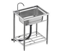 TAXXII Fregadero Grande de un Solo Seno, Independiente, con Lavabo y Banco de Trabajo, con grifos de Agua fría y Caliente para estación de Trabajo, Cocina Exterior, Restaurante, lavanderí