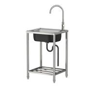 TAXXII Fregadero Independiente de Acero Inoxidable con Patas Ajustables, diseño antivuelco, Compacto para Exteriores, Ideal para autocaravanas, caravanas o cobertizos.