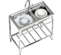 TAXXII Fregadero Independiente de Acero Inoxidable para lavandería con Soporte metálico Resistente, Grifo, Cesta de desagüe y Manguera para habitación, Garaje, Cocina o Uso Exterior.