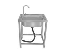 TAXXII Fregadero Individual Independiente para Camping, lavadero, Fregadero Multiusos de Acero Inoxidable con escurridor y Grifo para Exteriores, Garaje, Cocina Comercial, Restaurante o s