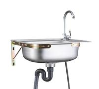 TAXXII Fregadero Multiusos de Acero Inoxidable para Montaje en Pared, 1 cubeta con Grifo, Ideal para baño, Cocina y lavadero. Fácil de Limpiar (37 x 31 cm).