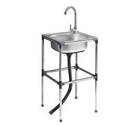 TAXXII Fregadero portátil Comercial de Acero Inoxidable con Grifo - De pie, de un Solo Seno para Camping, Exteriores, Interiores, lavandería, Patio Trasero y Garaje (A-1, 37x31x80cm)