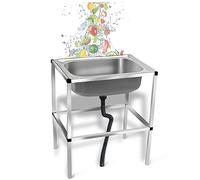 TAXXII Fregadero portátil de Acero Inoxidable - Lavabo Independiente de Calidad Comercial con escurridor para Uso en Exteriores y Jardines.