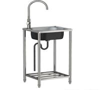 TAXXII Fregadero utilitario con Grifo, Independiente de Acero Inoxidable, con escurridor, Armario y Banco de Trabajo, antivuelco, para Interior/Exterior, Ideal para Cocina, Restaurante o