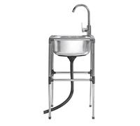 TAXXII Fregadero utilitario de Acero Inoxidable con escurridor y Grifo - Fácil de Limpiar. Estantes de Almacenamiento para Cocina. Fregadero Individual Independiente para Garaje, restaura