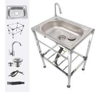 TAXXII Fregadero utilitario de Acero Inoxidable de un Solo Seno, lavadero Independiente, estación de Lavado de Manos, fregaderos de preparación de Cocina Comercial con estantes de almacen