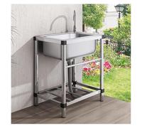 TAXXII Fregadero utilitario de Acero Inoxidable, Fregadero Independiente con Grifo de Agua fría y Caliente y Kit de desagüe para cocinas, baños, garajes y lavaderos (60x45x75cm)