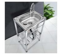 TAXXII Fregadero utilitario de Acero Inoxidable, Independiente, de un Solo Seno con Grifo de Agua fría y Caliente para cocinas comerciales, lavanderías, garajes y Jardines (53x38x75cm)