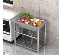 TAXXII Fregadero utilitario Exterior de Acero Inoxidable con Grifo de Agua fría y Caliente, diseño Independiente, Unidad de escurridor y Almacenamiento para Cocina, Restaurante, lavanderí