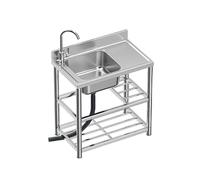TAXXII Fregadero utilitario, Fregadero Comercial de Cocina Independiente Individual con escurridor y Grifo, estantes de Almacenamiento, Kit de Drenaje, cubeta Grande para estación de trab
