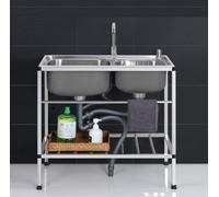 TAXXII Fregadero utilitario, Fregaderos utilitarios, Cocina Exterior de Acero Inoxidable, Fregadero Exterior Independiente, Fregadero de lavandería, Estación de Lavado de Manos de 2 compa