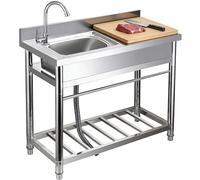 TAXXII Fregadero utilitario Independiente con Soporte, Lavabo de Acero Inoxidable 304, Grifo, Montaje rápido para Cocina, lavadero, Patio Trasero o Garaje.