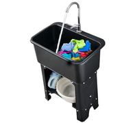 TAXXII Fregadero utilitario Independiente de 76 cm (30") con Grifo - Fregadero de plástico de 26 cm (10") de Profundidad para lavadero, Garaje, jardín, sótano, Interiores y Exteriores.
