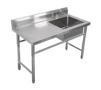 TAXXII Fregadero utilitario Independiente de Acero Inoxidable, de 39x20x32 Pulgadas, de un Solo Seno, para cocinas comerciales con encimera a la Izquierda, Ideal para garajes y Restaurant