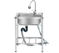 TAXXII Fregadero utilitario Independiente de Acero Inoxidable, Fregadero de Cocina de un Solo Seno con Grifo de Agua fría y Caliente, para Uso Comercial en restaurantes, lavanderías Inter