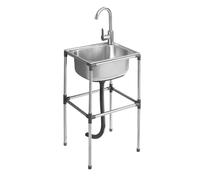 TAXXII Fregadero utilitario Independiente de Acero Inoxidable, Fregadero portátil de un Solo Seno para Exteriores, Ideal para restaurantes, Bares, lavanderías, garajes y Patios Traseros (