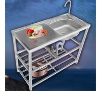 TAXXII Fregadero utilitario para Exteriores, Fregadero de Cocina Grande Independiente con Banco de Trabajo, Mesa de preparación de Alimentos portátil de Acero Inoxidable para Camping de 3