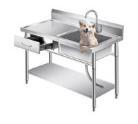 TAXXII Fregadero utilitario, Unidad de un Solo Seno Independiente, Fregadero para Mascotas con cajón, Lavabo para preparación y Lavado de Manos con Banco de Trabajo y estantes de almacena