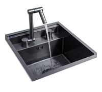 TAXXII Grifo Plegable pequeño para Fregadero de Cocina, Color Negro, Oculto con Tapa, para balcón, Caravana o Exterior. Accesorios completos (32x39x22,5 cm).