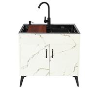 TAXXII Mueble de Cocina con Fregadero utilitario de Acero Inoxidable, grifos de Agua fría y Caliente para lavandería y escurridor para baño, Restaurante o casa de Campo (Color
