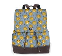 TAyang Mochila de piel sintética para mujer, diseño de cabeza de león de león, con estampado azul, divertida, ligera, para uso diario