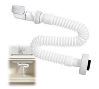 TayBong Sifón de 1 1/4 Pulgadas, Sifón Lavabo 360° Ajustable, Desagüe Lavabo Flexible Anti-olor, Sifón Ahorrador de Espacio para Cocina/Baño (Blanco)
