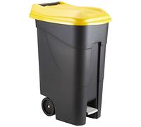 Tayg Cubo de basura 259297 Ruedas y pedal 80 litros Negro/Amarillo