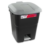Tayg 430008 - Contenedor de residuos con Pedal, Base Negra y Tapa Gris, 50 litros