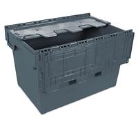 Tayg- Eurocaja con Tapa para Almacén y Transporte, Gris, 60x40x34cm (6434-T)