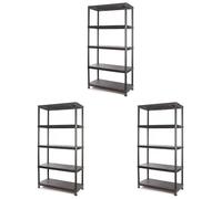 Tayg Kit estantería plástico 945, Negro, 900 x 400 x 1800 mm (Paquete de 3)