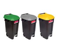 Tayg Lote de Cubos de Basura de Reciclaje para Hogar y Horeca, Capacidad 120L, Dimensiones 60x56,8x88,6 cm, Cubo Reciclaje 3 Compartimentos