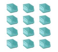 Tayg Pack 12 Gavetas de Plastico Apilables nº54 - Organizador de Tornillos, Cajones, Caja de Almacenamiento, Cubetas de Plastico Rectangulares (Turquesa, 33,6 x 21,6 x 15,5 cm)