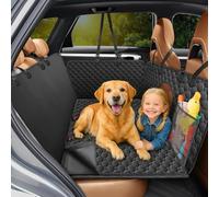 Taygeer Funda Coche Perros Asiento Trasero, Base Robusta Ampliada Funda Coche Asiento Alfombrilla Desmontable Soporta Impermeable Protector Antigarras 600D con Ventana de Malla Visible, Todo Negro