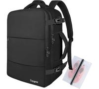 Taygeer Mochila Viaje Cabina Avion 40x20x25 para Ryanair, Mochila de Viaje Cabina Mujer y Hombre Travel Backpack con Puerto USB Multifuncional Impermeable Funda de Zapatos Incluida para Viajar, Negro