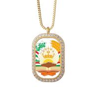 Tayikistán Asia - Collar con colgante con emblema nacional de diamantes de cristal dorado