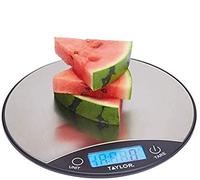 Taylor Pro Balanza Digital de Cocina, Compacta, Delgada, Nivel Profesional con Función de Peso con Tara y Alta Precisión, Acabado en Acero Inoxidable Pulido, 5 kg de Capacidad