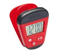 Taylor Pro Kitchen Clip Timer, Temporizador Digital de Cocina con Clip Porta Memo e Imán, Plástico, Color Rojo y Negro, 4 x 5.5 x 7cm, 60 Gramos