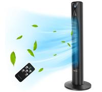Taylor Swoden 28dB Ventilador de Torre Silencioso con Mando a Distancia y Pantalla LED. Temporizador 12h, 4 Modos y 3 Velocidades. vVentilador Columna, oscilante 70°, Altura de 96 cm, 45W, Nero