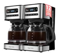 Taylor Swoden Cafetera Goteo 12 Tazas(1.8L) - Programable 24H con LED, 3 Niveles + Modo Café Helado, Jarra Borosilicato, 40 Min Mantener caliente+Autoapagado, Autolimpieza, Antigoteo, Inox, 900 * 2